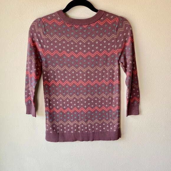 Modcloth Fair Isle Cardigan Purple S - Picture 4 of 7